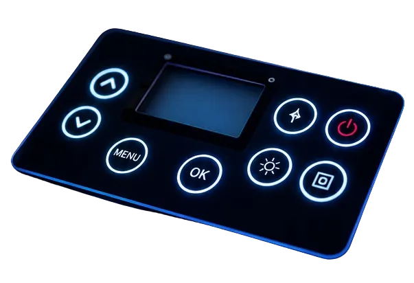 Illuminated membrane switch keypad with backlit icons and LCD window